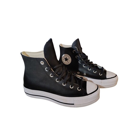 Converse Chuck Taylor Leather All Star Lift High Black Platform Women Size 8 44 - Picture 5 of 16
